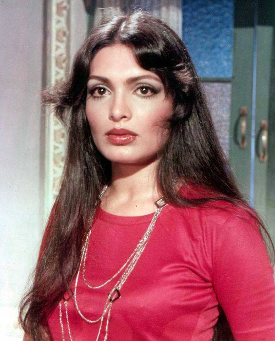 Parveen Babi posing with red dress