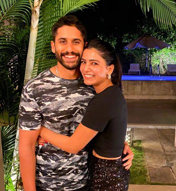 Samantha Akkineni Weds November Born Chaitanya posing together hugging each other wearing black western attire