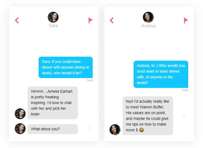 Instagram Text Chat examples