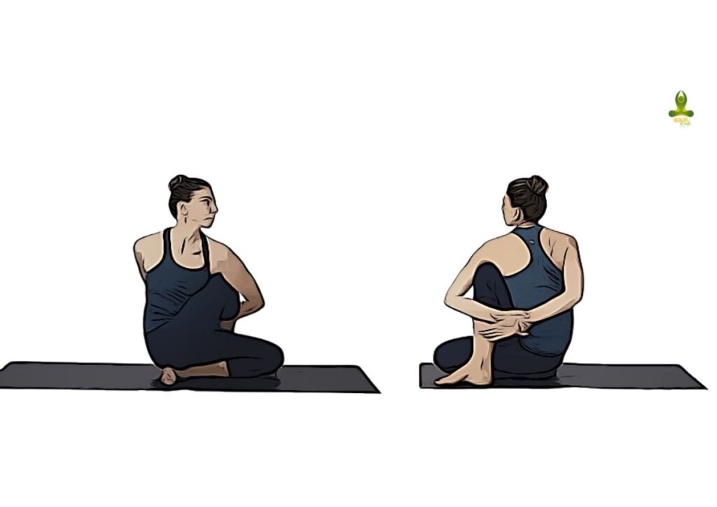 fourth step of Ardha Matsyendrasana or Fish Pose - how to cure thyroid by yoga