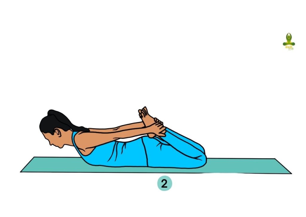 Bend your legs from your knees Second step of bow pose - yoga for thyroid and weight loss