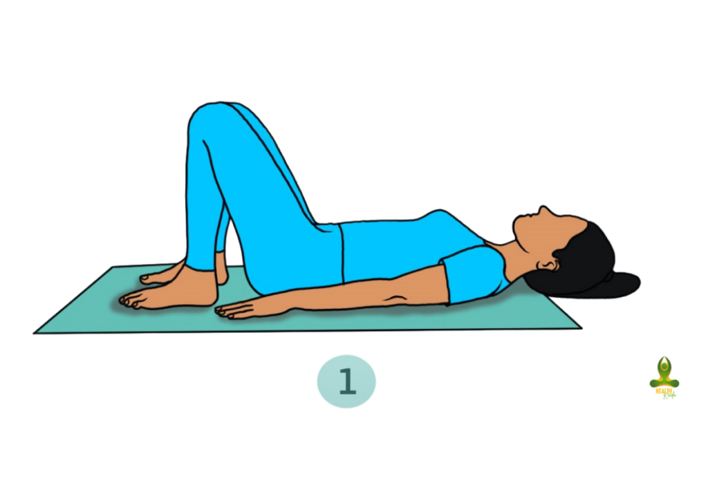 First step of Setu Bandhasana or Bridge Pose - yoga for thyroid cure