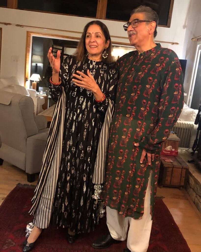 Neena Gupta with her husband in Indian traditional wear - Bollywood actress married after 30
