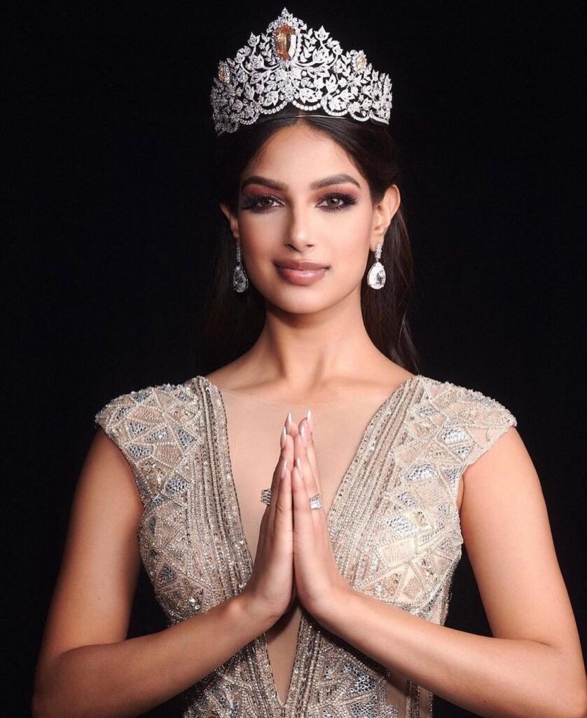 Harnaaz Kaur Sindhu wearing Miss Universe crown - miss universe pageant winner