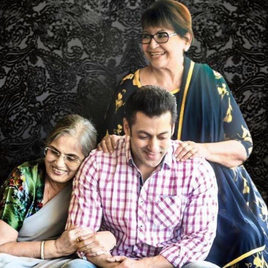 Salman Khan with Helan and her mother Salima - Famous step mothers