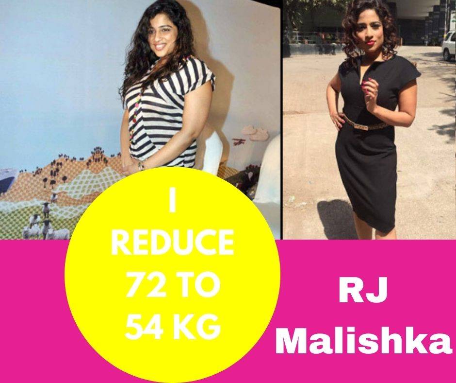 RJ Malishka Before and After Photo - bollywood diet plan to loose weight