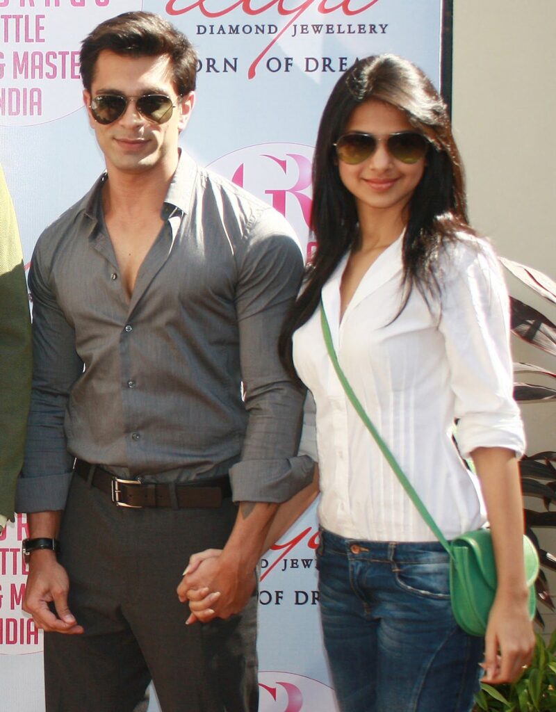 Karan Singh Grover and Jennifer Winget wearing goggles and posing for camera - shortest marriage in bollywood
