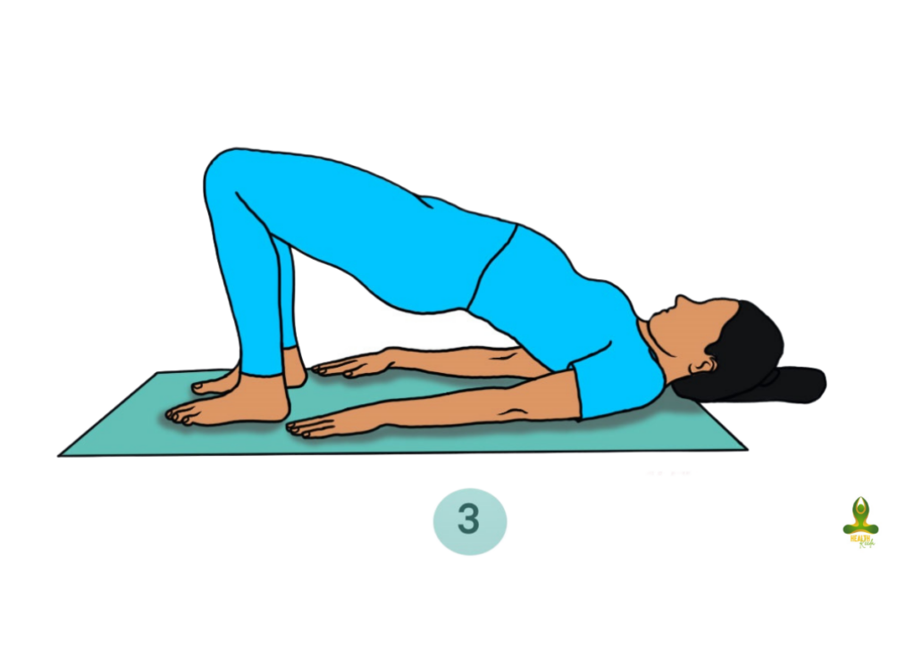 third and final pose of Bridge Pose or Setu Bandhasana - yoga for breast sagging