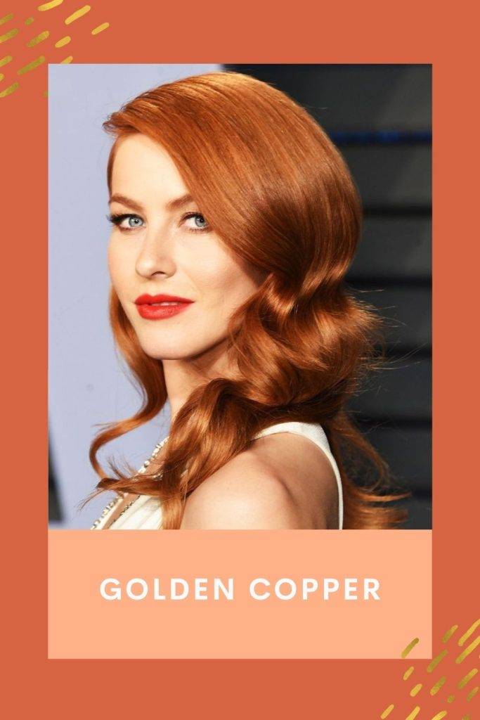 A beautiful girl is showing her Golden Copper hair color - face shape