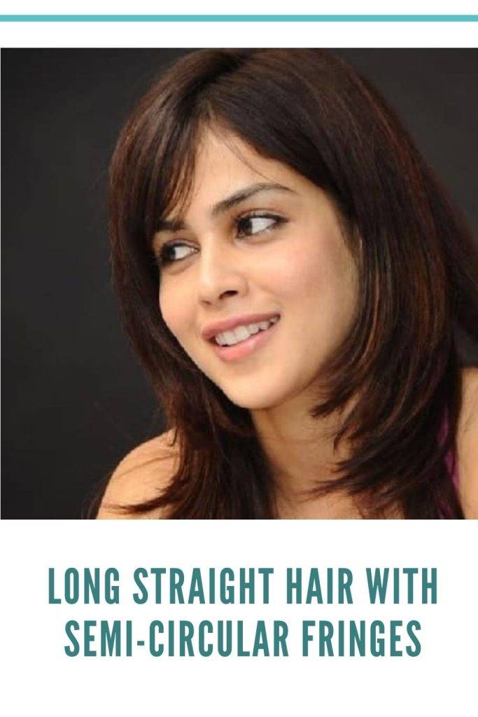 Genelia D'souza smiling and posing for camera in Long Straight Hair With Semi-Circular Fringes hairstyle - hair color for women