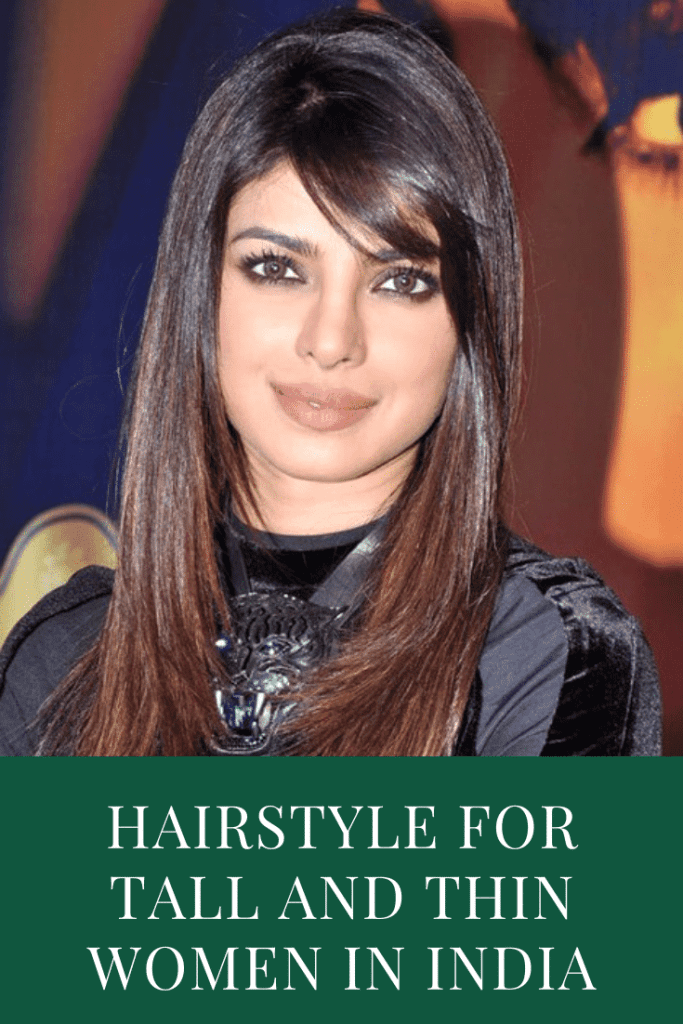 Priyanka Chopra in black dress and face framing layers with [bangs hairstyle - 40s Women’s hairstyles