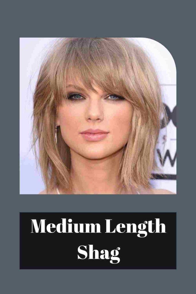 Medium length Haircut for Round face shape woman