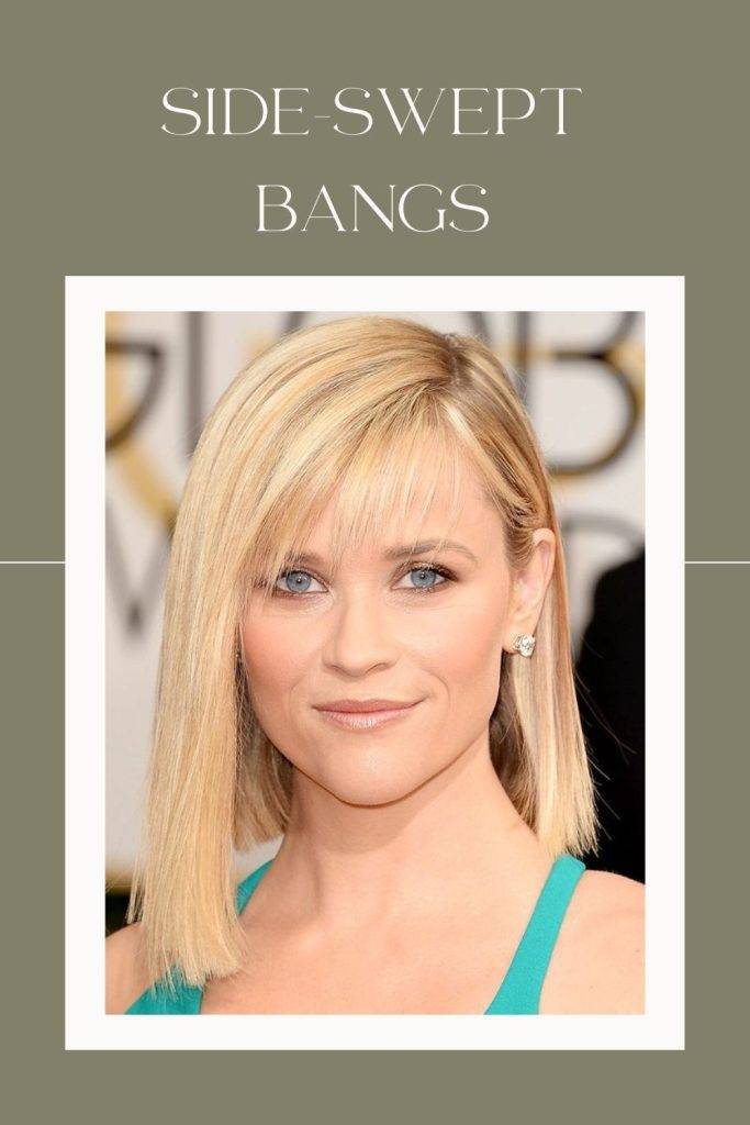 Side-swept bangs - oval face shape women