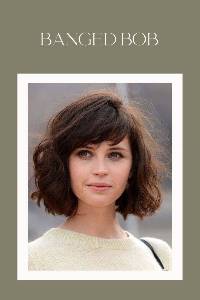 Banged Bob hairstyle for oval face shape