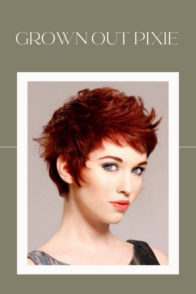 A girl in red hair and Grown out pixie hairstyle - professional women hairstyles