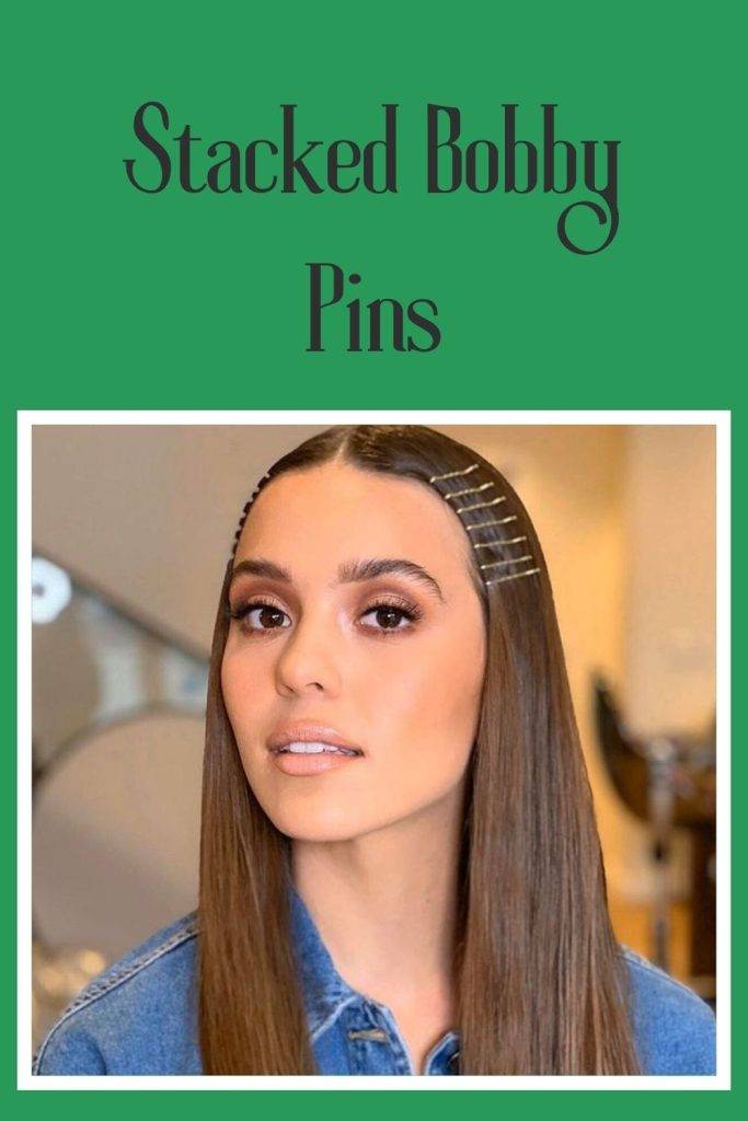 Stacked Bobby Pins hairstyle for long hair