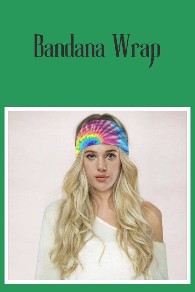 A girl in white top and blonde hair showing her bandana wrap - hairstyles for thin girls