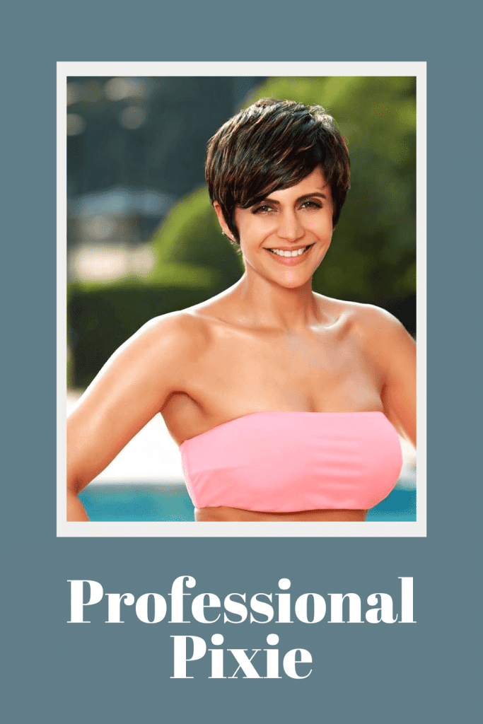 Mandira Bedi inpink tube top with Professional pixie hairstyle -  short hair