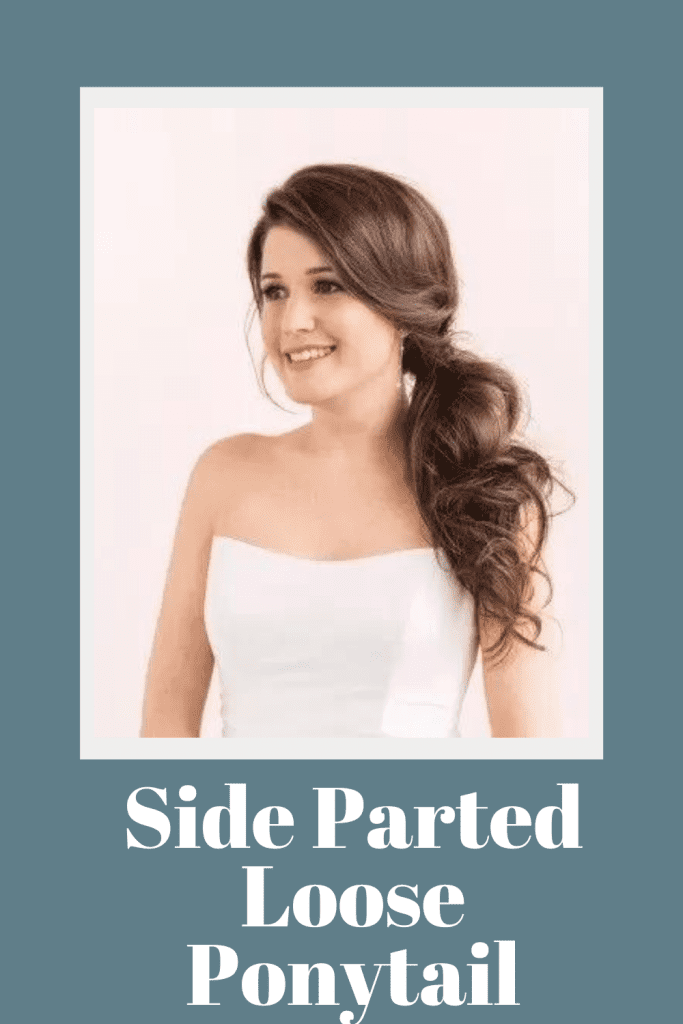 side parted loose ponytail - hair color