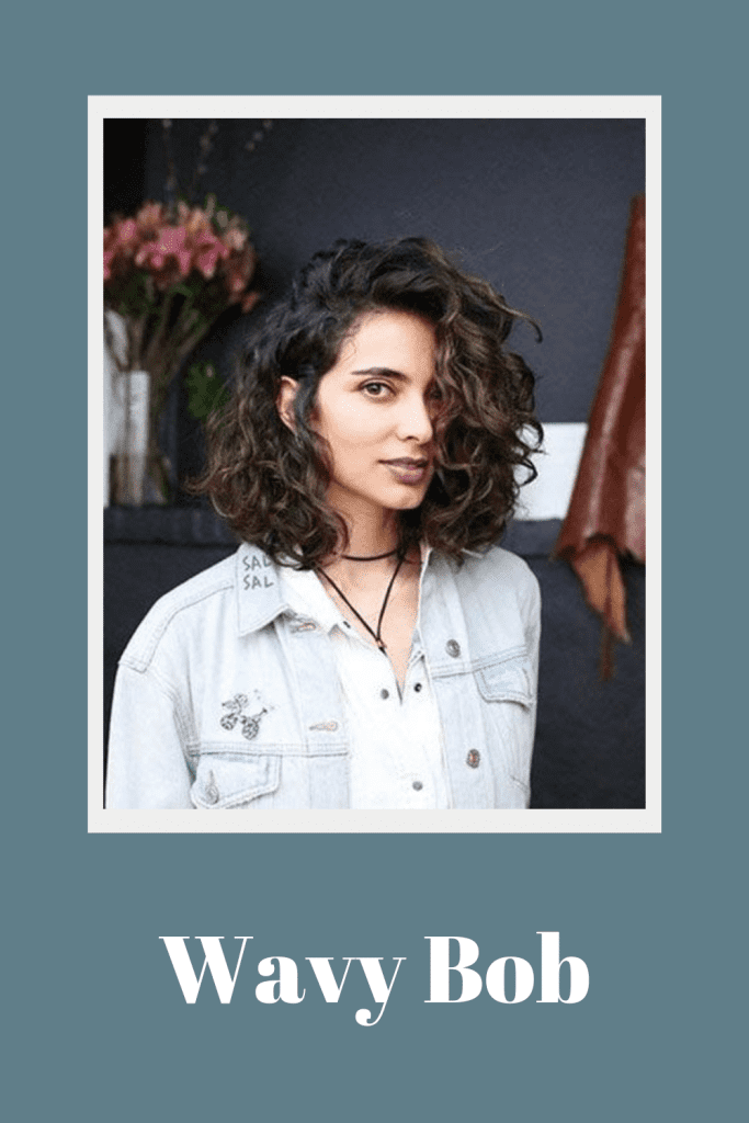 Curly wavy bob hairstyle - braided hairstyles