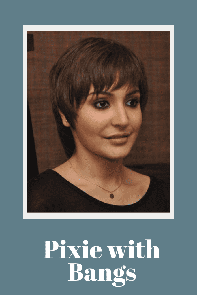 Anushka Sharma in black top and pixie with bangs hairstyle - professional women hairstyles