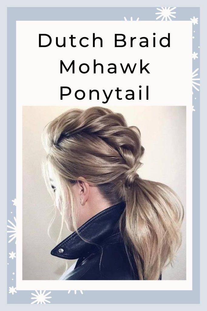 A girl in black jacket showing the side view of her Dutch Braid Mohawk Ponytail - ponytail hairstyles