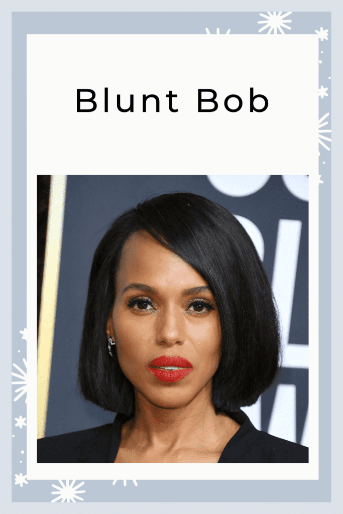 A girl in black dress with red lipstick showing her Blunt Bob hairstyle - hairstyles for women