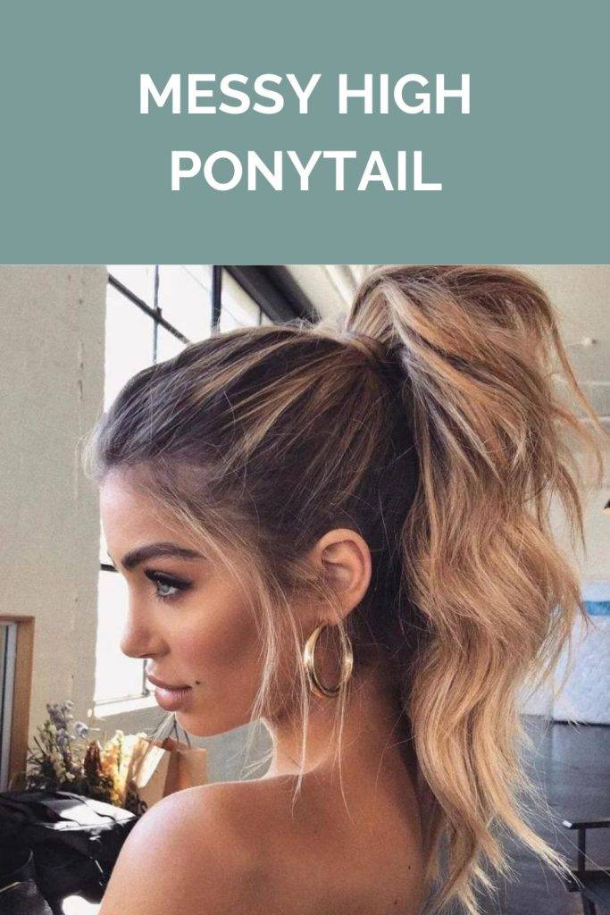 A girl showing the side view of her messy high ponytail - 20s women hairstyles