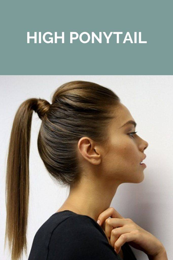 A girl in black top showing the side view of her high ponytail - hairstyle for tall girls