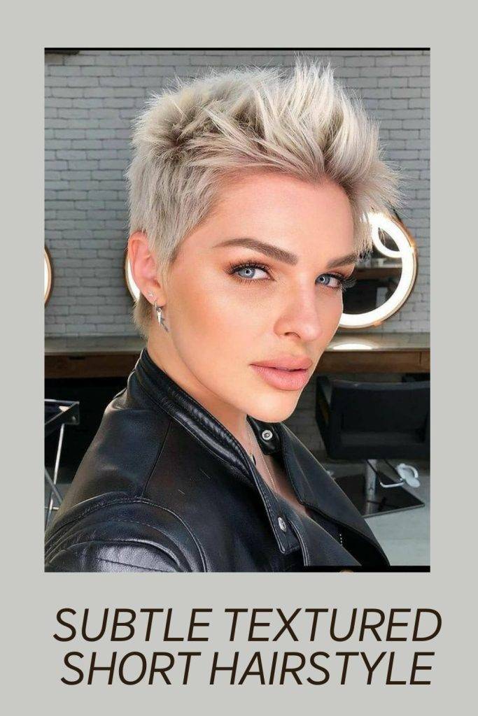 A girl in black leather jacket showing the Subtle Textured Short Hairstyle - Hairstyles for Tall girls