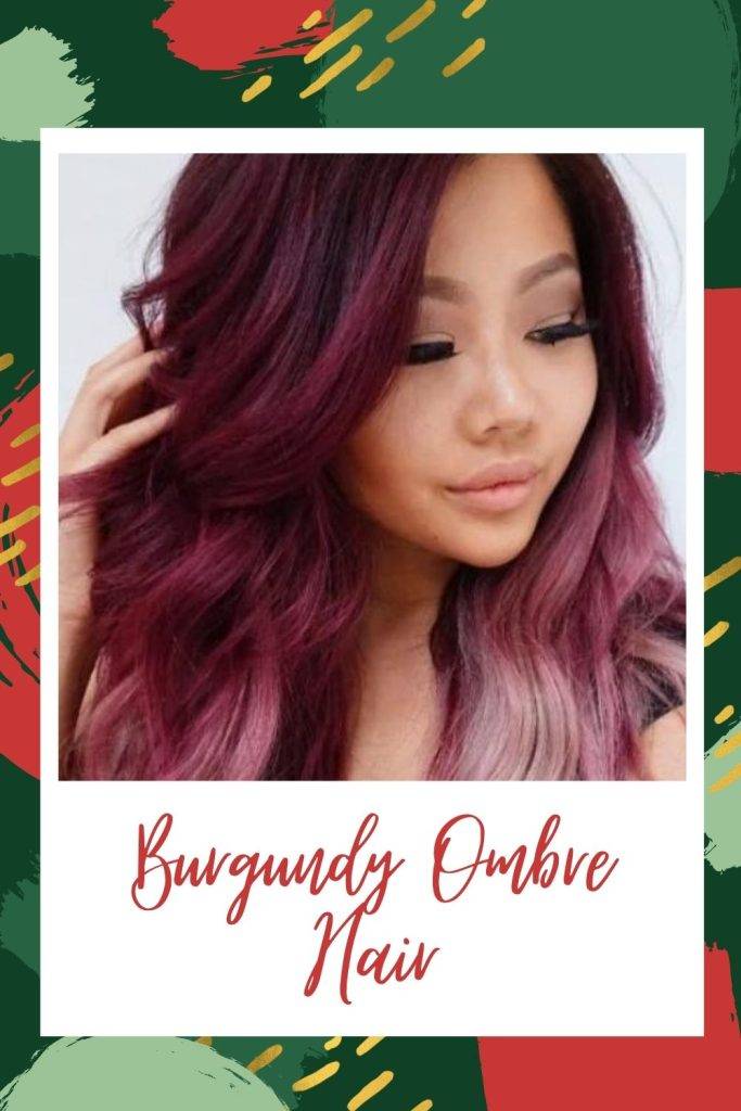 A girl is showing her Burgundy Ombre Hair color - funky hair color