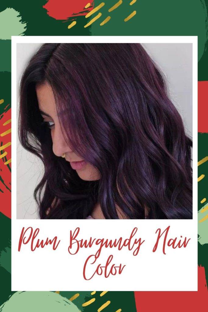 A girl showing her Plum Burgundy Hair Color - burgundy hair color