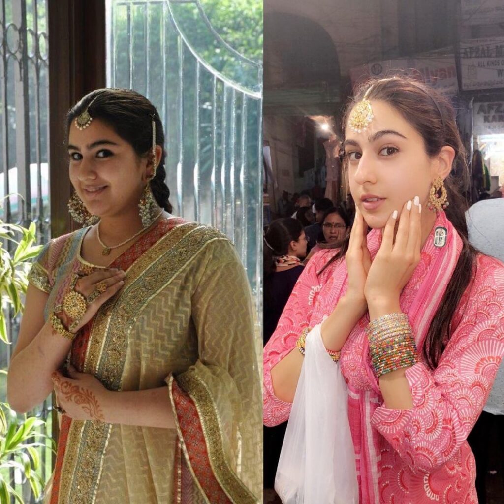 Before and after  weight loss photos of Sra Ali Khan - sara ali khan weight loss diet