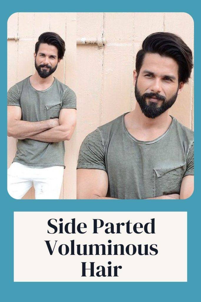 Shahid Kapoor in white bottom with grey t-shirt posing for camera and showing her Side Parted voluminous hairstyle - shahid kapoor short hairstyle