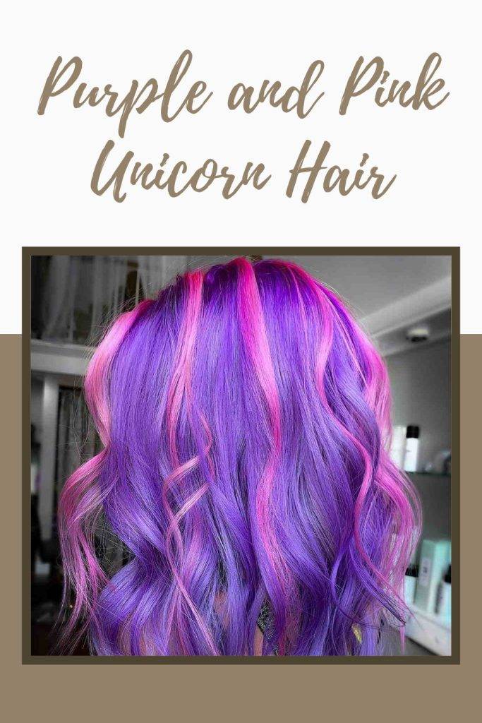 A girl is showing the back view of her purple and pink unicorn hair color - face shape