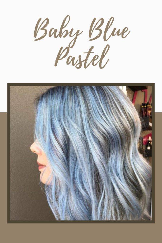 A girl is showing the side view of her baby blue pastel color - funky hair colours