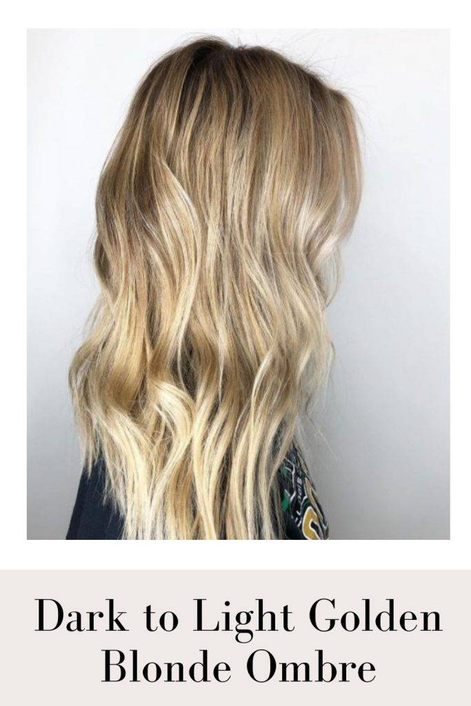 A girl showing the side view of her Dark to Light golden blonde Ombre hair color - golden hair color