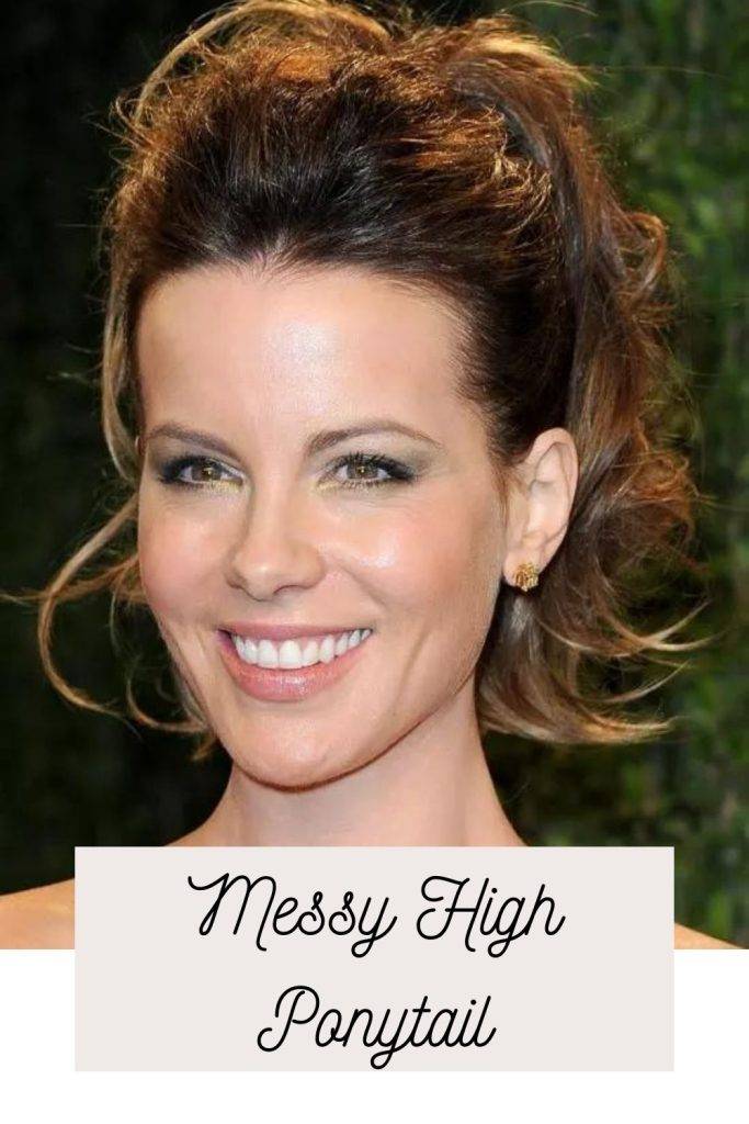 Messy high ponytail -  hairstyles for frizzy hair