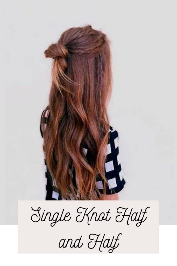 Single knot half and half - hairstyles for frizzy hair 
