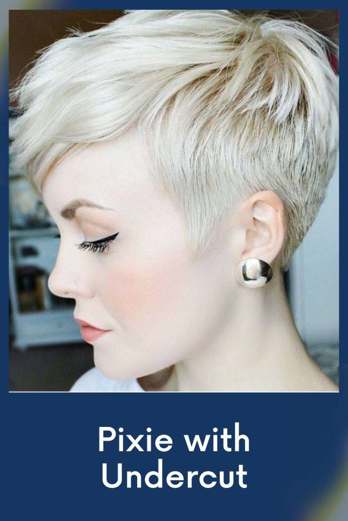 A girl in white top and silver stud earrings showing the side view of her Pixie with Undercut - short hairstyles for girls