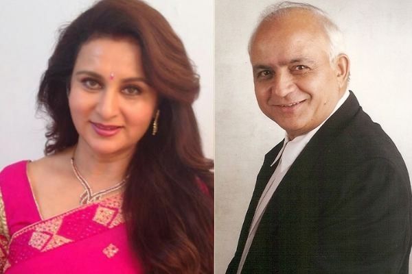 Poonam Dhillon in pink saree and 
 Ashok Thakeria in black coat with white shirt - facts for April Born