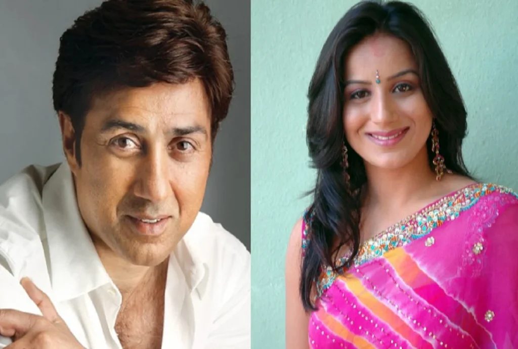 Sunny Deol in white shirt and Pooja Deol in multi color saree with cut sleeves blouse - Libra compatibility signs