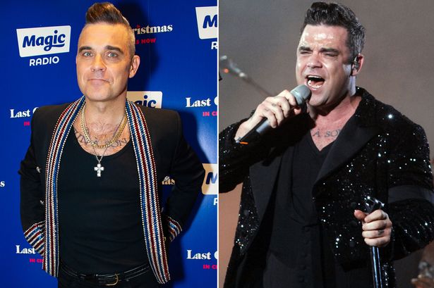 Robbie Williams after and before pics of weight loss - hollywood celebrities who lose weight