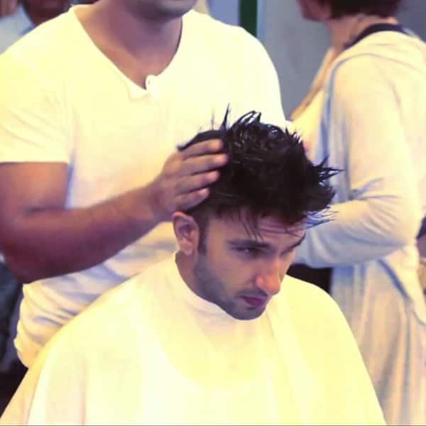 Ranveer Singh taking a hair massage or spa - Ranveer Singh hair cut