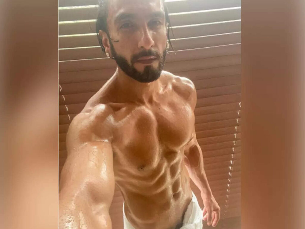 Ranveer Singh in white towel showing his wet body - Ranveer Singh hair products