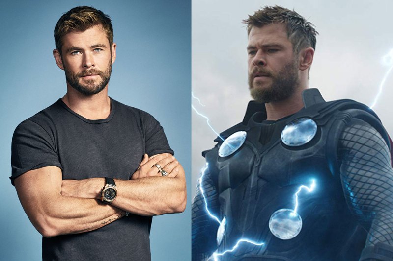 Before and after weight loss pick of Chris Hemsworth - weight loss celebrities
