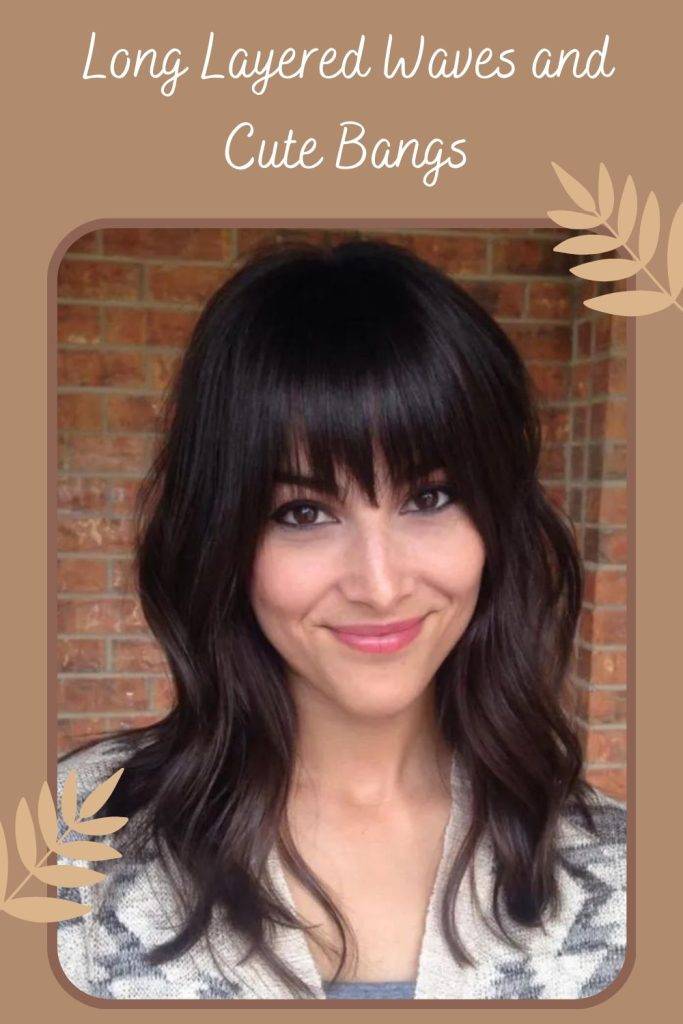 Long Layered Waves and Cute Bangs hairstyle - layered haircuts straight hair