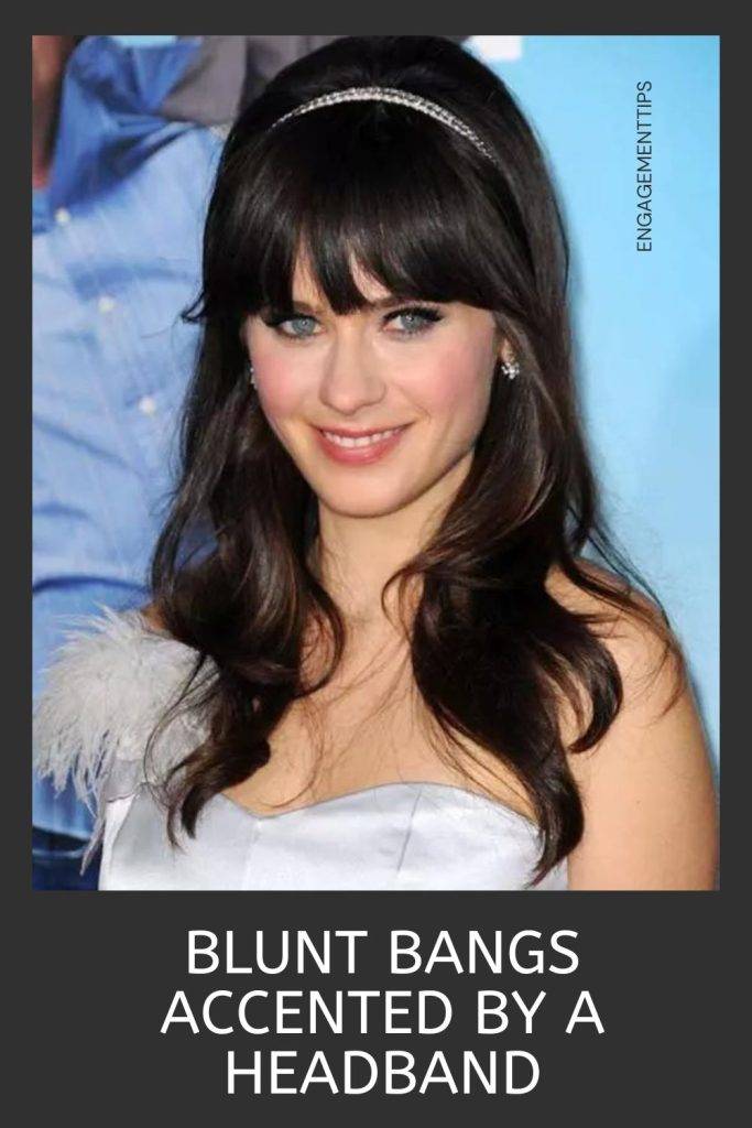 Blunt Bangs Accented By A Headband - long layered side bangs