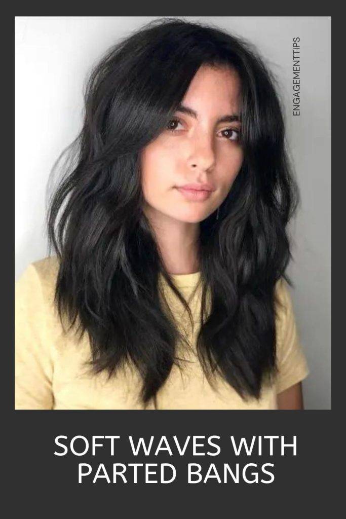 Soft Waves with Parted Bangs hairstyle - layered bangs short hair
