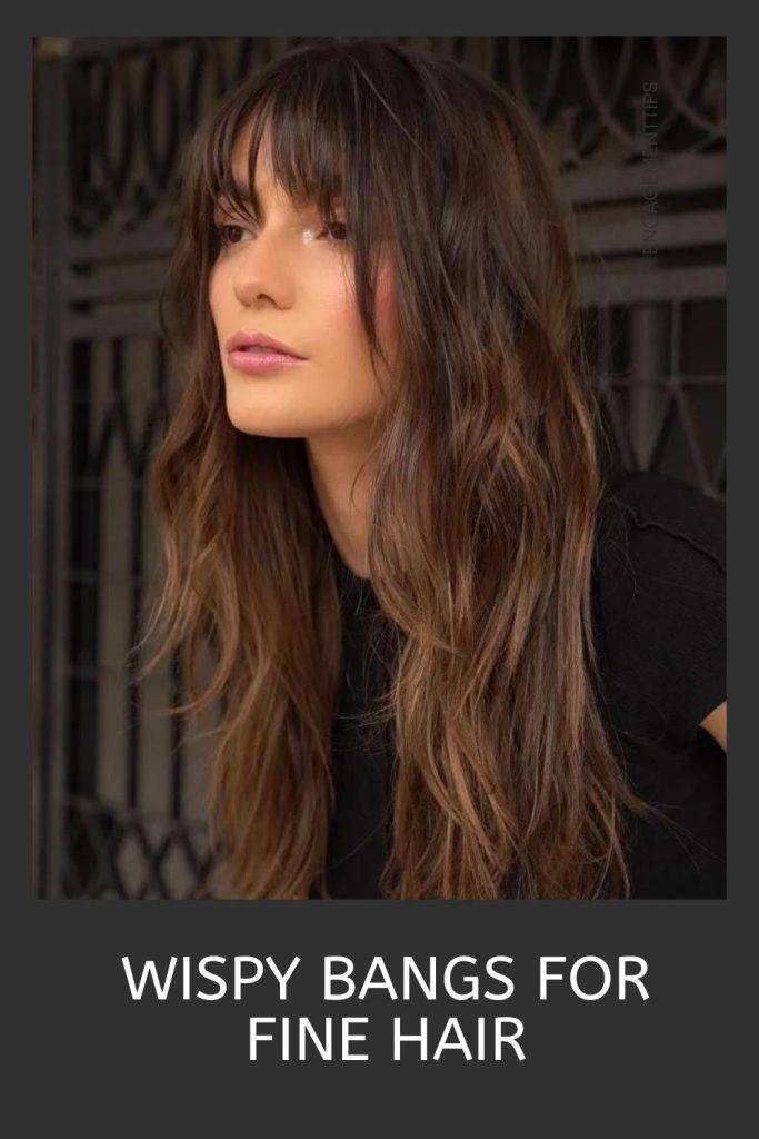 Wispy Bangs for Fine Hair - layered hair with curtain bangs